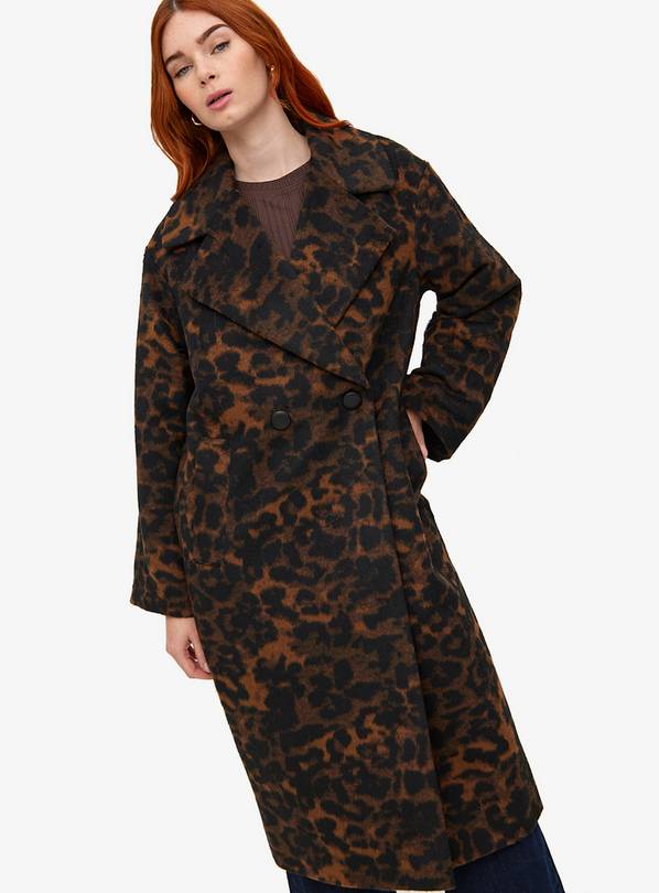 Animal Print Tailored Longline Coat XL